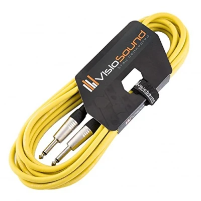Image of Guitar Lead 6.35mm Mono Jack to Jack/Instrument Cable/Patch / 6 Colours 6m Yellow