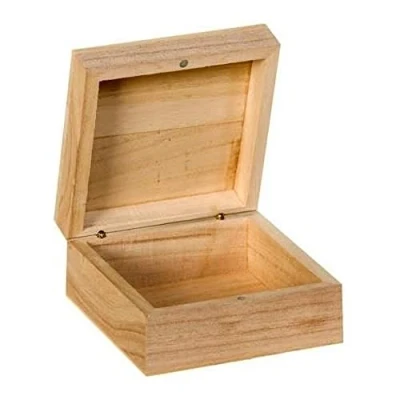 Image of Artemio Square Wooden Box 10 cm, x 5 cm,Beige