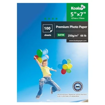 Image of KOALA Inkjet Satin/Oyster Photo Paper 7x5 inch 18x13 cm 250gsm 100 Sheets with Premium Satin Advanced Resin Coated for Canon Hp Epson Printer