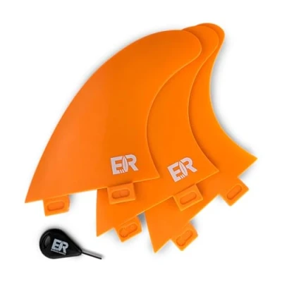 Image of Eisbach Riders Surfboard FCS Thruster Fin Set with Key (Size G5 Medium) Fins for and SUP (Orange)