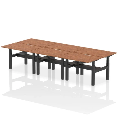 Image of Air B2B 1200x800 Adjustable 6P Bench Desk Scalloped Walnut/Black