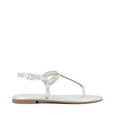 Image of Dune London Womens Ladies Logic Twist Toe Post Sandals Silver Leather (archived) Size UK 3