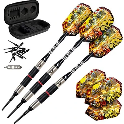 Image of Viper Jaguar 80% Tungsten Soft Tip Darts with Storage/Travel Case, Coarse Knurling, 18 Grams