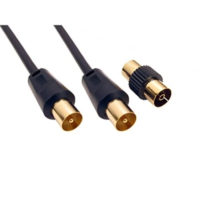 Image of CableStop® 1m 20m RF Coaxial Digital TV Aerial Cable Television Extension Coax Fly Lead (15M, BLACK)