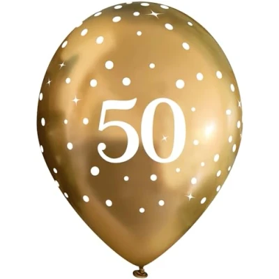 Image of 11&quot; Latex Balloons Sparkling Fizz Gold 50th x 6pcs