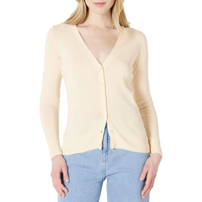 Image of Amazon Essentials Women&#039;s Lightweight V Neck Cardigan Jumper (Available in Plus Size), Pale Peach, L