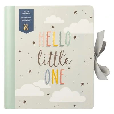 Image of Busy B Baby Journal with Pockets and Stickers, Neutral, Grey