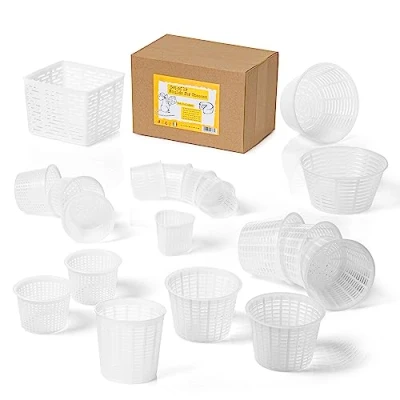 Image of AlcoFermBrew Cheese Mould Set of 19 pcs Baskets for Making Ricotta, Quark, Soft Cheeses