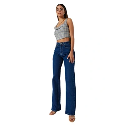 Image of Trendyol Women High Waist Wide Leg Jeans,Light Blue,36