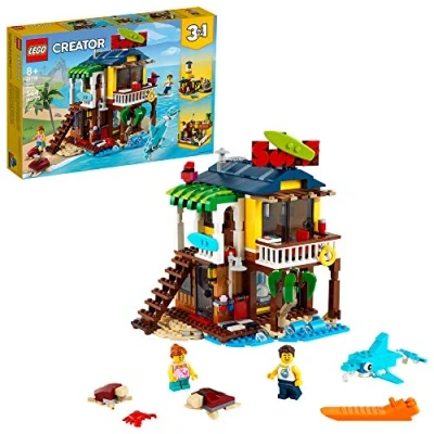 Image of LEGO Creator 3in1 Surfer Beach House 31118 Building Kit Featuring Hut and Animal Toys, New 2021 (564 Pieces)