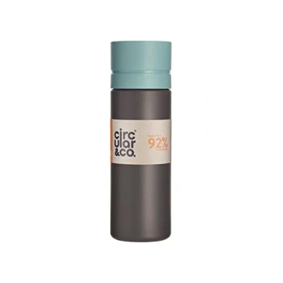 Image of Circular and Co Leakproof 600ml Reusable Water Bottle made from 92% Single Use Bottles (Grey &amp; Blue Lid)