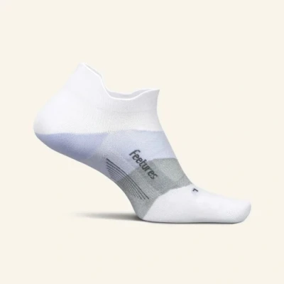 Image of Feetures Elite Ultra Light Cushion Ankle Socks Sport Sock with Targeted Compression White Lilatech, M (1 Pair)