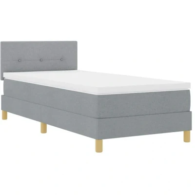 Image of vidaXL Box Spring Bed with Mattress Light Grey 90x200 cm Fabric