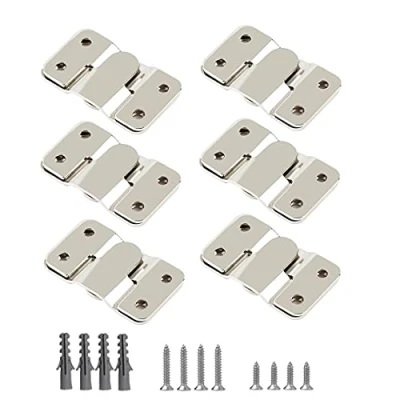 Image of WeqeYent 6 Pairs(12 Pcs) Flush Concealed Mount Bracket, Interlocking Hang Buckle Stainless Steel Photo Hook Hardware Hanging, Heavy Duty Headboard Hanging Wall Brackets(53MM)