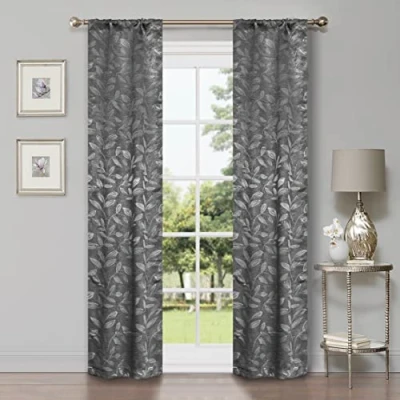 Image of Superior Blackout Curtains, Room Darkening Window Accent for Bedroom, Sun Blocking, Thermal, Modern Bohemian Leaves Collection, Set of 2 Panels, Rod Pocket 52 in x 120 in, Ivory