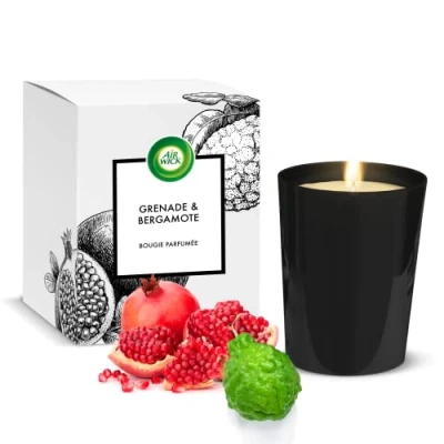 Image of Air Wick Scented Candle, Pomegranate and Bergamot Fragrance, Garden Scents Premium Range