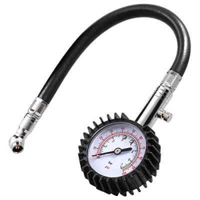 Image of CZC AUTO Tyre Pressure Gauge with Flexible Air Hose 100 PSI Heavy Duty Accurate ANSI Certified for the Car, Bike and Motorcycle