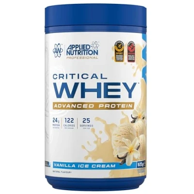 Image of Applied Nutrition Critical Whey Protein Powder 24g per Serving, High Powder, Shake with BCAAs &amp; Glutamine Muscle Growth Recovery (825g 25 Servings) (Vanilla Ice Cream)