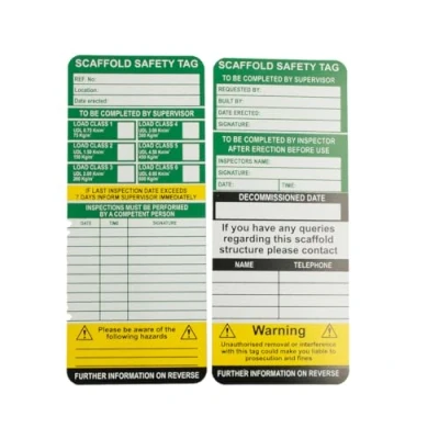 Image of Scafftag Scaffold Inspection Tags, Pack of 10, Polypropylene, W75mm x H180mm