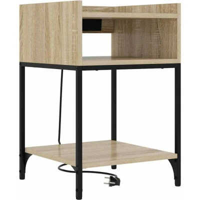 Image of vidaXL Bedside Cabinet with Shelf Storage Sonoma oak Engineered wood