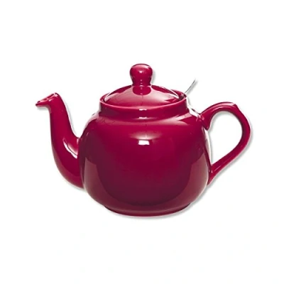 Image of London Pottery Farmhouse Loose Leaf Teapot with Infuser, Ceramic, Pink, 4 Cup (1.2 Litre)