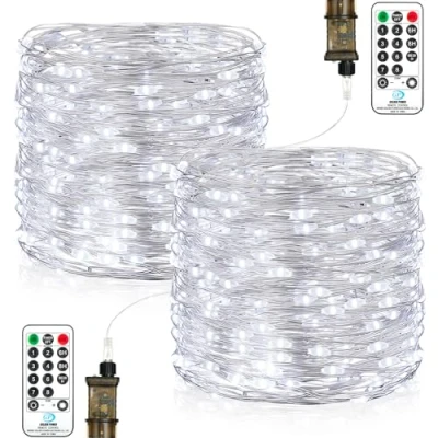 Image of Vacoulery String Light Plug in, 23M 200 LED Fairy Lights Mains Powered Copper Wire with Remote 8 Modes Timer for Indoor Outdoor Christmas Tree Bedroom Garden Wedding Decoration (2 Pack, Cool White)