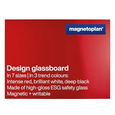 Image of HOLTZ OFFICE SUPPORT GMBH Designer Glass Board, Magnetic, WxH 1200 X 900mm, Colour Intense Red