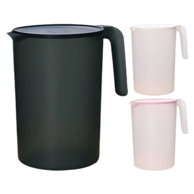 Image of 3 Pack 2L Plasti c Pitcher Jug with Lid, Reusable Jugs, Fridge Water Ju g BP A Clear Unbreakable Beverage for Milk Juice Iced Tea Lemonade