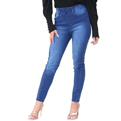 Image of BRAND KRUZE Womens Skinny Jean Jeggings High Rise Stretch Denim Jeans Leggings KZL109 Blue 14