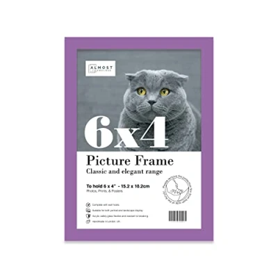 Image of 6x4 Inch Purple Photo Frame Wall Mountable and Freestanding Picture Standard Photograph Size, 6&quot; X 4&quot; (15 10cm)