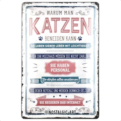 Image of Nostalgic Art Retro Tin Sign Cats Envy Paw Plaque Gift Idea Metal Vintage Design for Decoration 20x30cm
