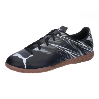 Image of Puma Attacanto IT JR Unisex Indoor football boots for kids, Size: 4, Black/silver mist Synthetics