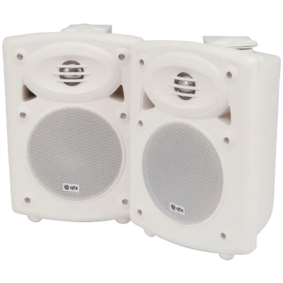 Image of QTX Amplified Stereo Speakers With Deep Bass Response White 80W Max