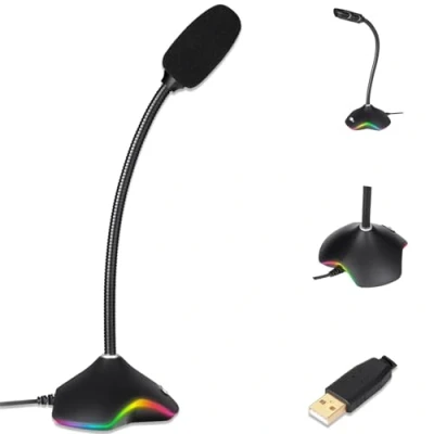 Image of KLIM Rhapsody RGB Microphone + USB for PC Best Sound Quality Voice Recording, Speech Recognition, Streaming, Youtube, Podcast Gaming Mic Compatible with Windows Mac PS4 PS5