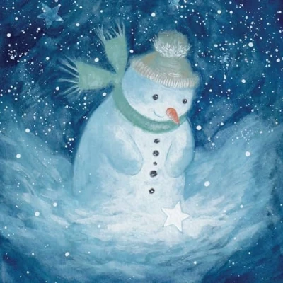 Image of Charity Christmas Cards Pack of 8 BHF, Marie Curie, Mind, NSPCC, Shelter Snowman and Star Artistic Festive Design by Annabel Spenceley Made in the UK Eco Friendly