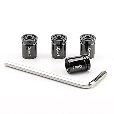 Image of 4Pcs Anti Theft Valve Caps, Tire Tyre Wheel Car Auto Caps Universal Moto Bike Stem Dust Covers (Bullet/Black)