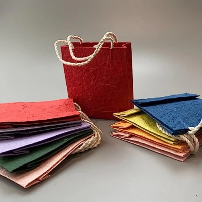 Image of VIE Assorted Coloured Mulberry Paper Gift Bag, Single, 10x9cm
