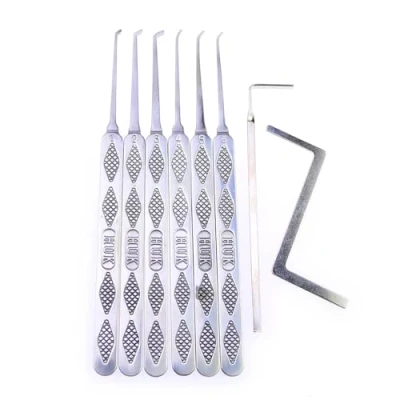 Image of 6 Piece HUK Boutique Lock Pick Set, Silver Picker Picking for Door Lock, Professional Locksmith Tool