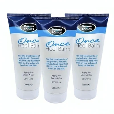 Image of Dermatonics Once Heel Balm Long lasting Relief for Rough, Dry, and Callused Heels Feet Paraben free Clinicaly Proven Visible Result in 8 Days Pack of 3 x 200 ml