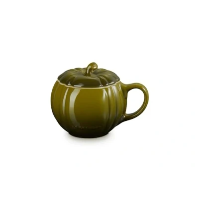 Image of Le Creuset Stoneware Pumpkin Mug with Lid, 14 oz., Olive