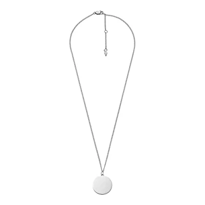Image of Fossil Necklace for Women Drew, Length: 460mm+55mm, Width: 21.5mm, Height: 21.5mm Silver Stainless Steel Necklace, JF04384040