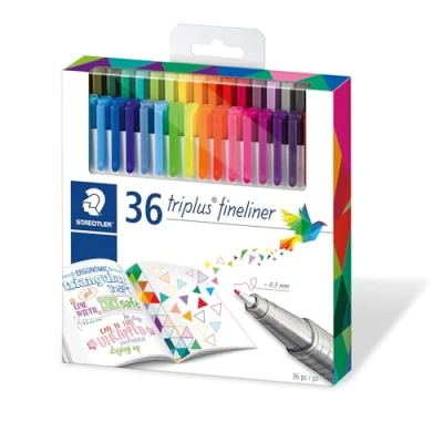Image of STAEDTLER 334 C36 Triplus Fineliner Superfine Pen, 0.3mm Line Width Assorted Colours (Pack of 36)