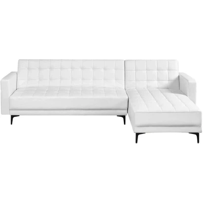 Image of Modular Corner Sofa Bed 4 Seater ABERDEEN Faux Leather White Left Hand