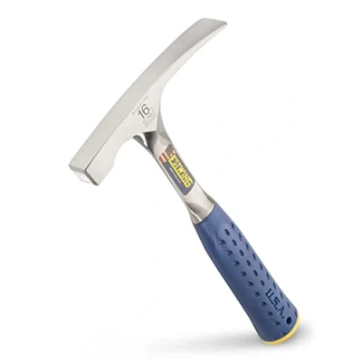 Image of Estwing E3 16BLC Smooth Face Bricklayer&#039;s Hammer with Nylon Vinyl Shock Reduction Grip, Silver, 16oz