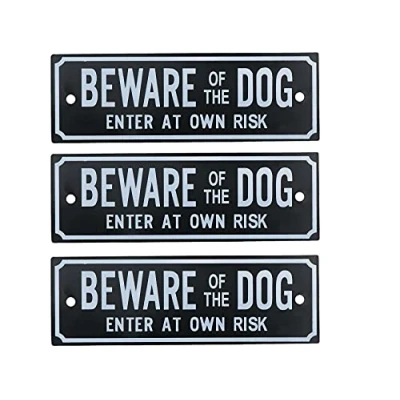 Image of AB Tools 3pk Beware Of The Dog Enter At Own Risk Home Gate Warning Sign
