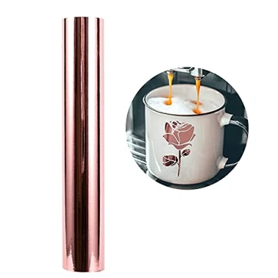 Image of HEINAROMAN 12&quot; x10ft Holographic Rose Gold Chrome Craft Adhesive Vinyl Permanent Sticker Roll Works with Silhouette Cameo and Other Cutters for Decoration