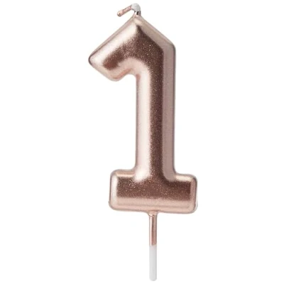 Image of CLUB GREEN Rose Gold Number 1 Candle, 1.5 x 16.5 8 cm
