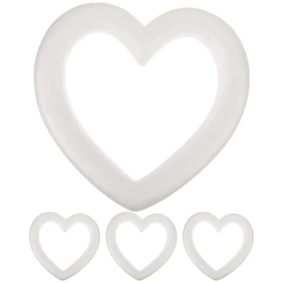 Image of NUOBESTY Foam Wreath, 4pcs Heart Wreath Ball Polystyrene Ring Hearts Craft for Handmade, Christmas DIY Ornaments