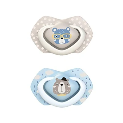 Image of Canpol Symmetrical Silicone Dummy Bonjour Paris Pack of 2 (Bonjour Blue, 6 18 Months)