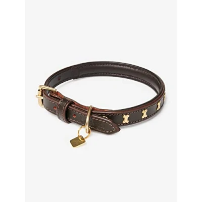 Image of LeMieux Chelsea Soft Padded Leather Dog Collar in Mahogany Outdoor Pet Everyday Walking Neckband Flexible Fit with Solid Metal Hardware L